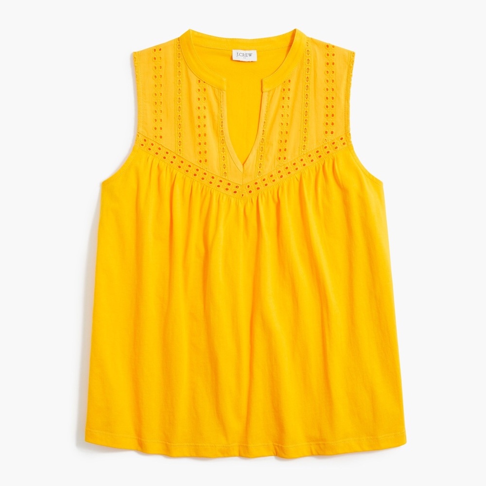 NWT J. Crew Eyelet Cotton Tank Marigold 3X Cottagecore Summer Boho Feminine
